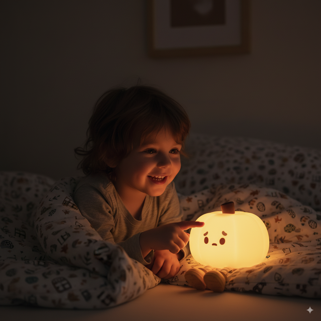 Cute Pumpkin Night light - LED, Silicone, Dimmable, Rechargeable, Perfect for Halloween Decor & Office Desk