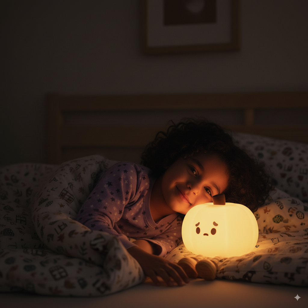 Cute Pumpkin Night light - LED, Silicone, Dimmable, Rechargeable, Perfect for Halloween Decor & Office Desk