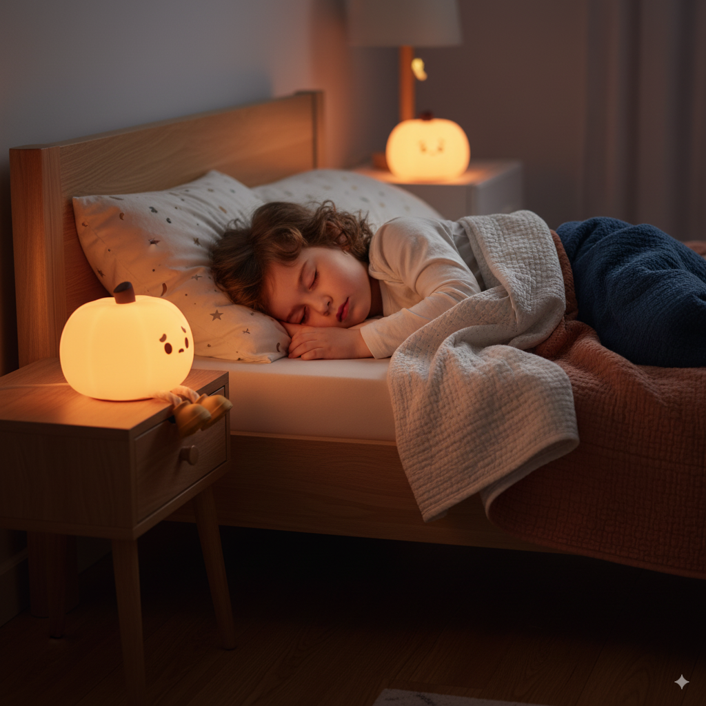 Cute Pumpkin Night light - LED, Silicone, Dimmable, Rechargeable, Perfect for Halloween Decor & Office Desk
