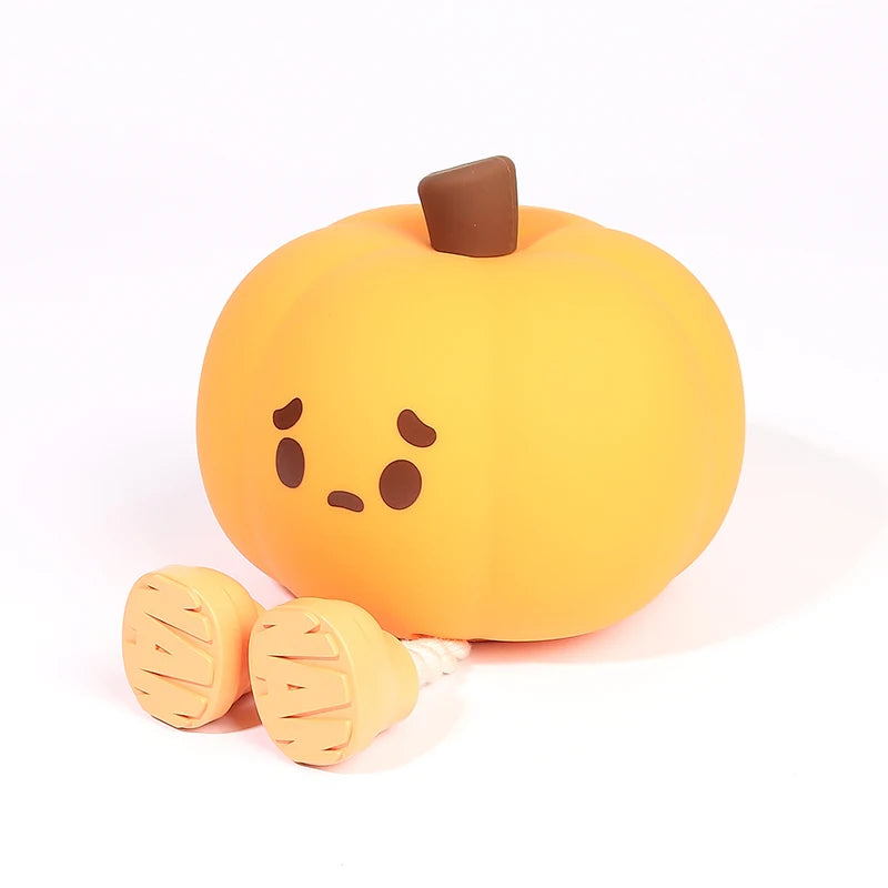 Cute Pumpkin Night light - LED, Silicone, Dimmable, Rechargeable, Perfect for Halloween Decor & Office Desk