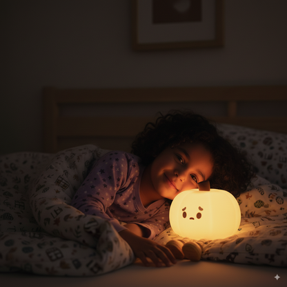 Cute Pumpkin Night light - LED, Silicone, Dimmable, Rechargeable, Perfect for Halloween Decor & Office Desk